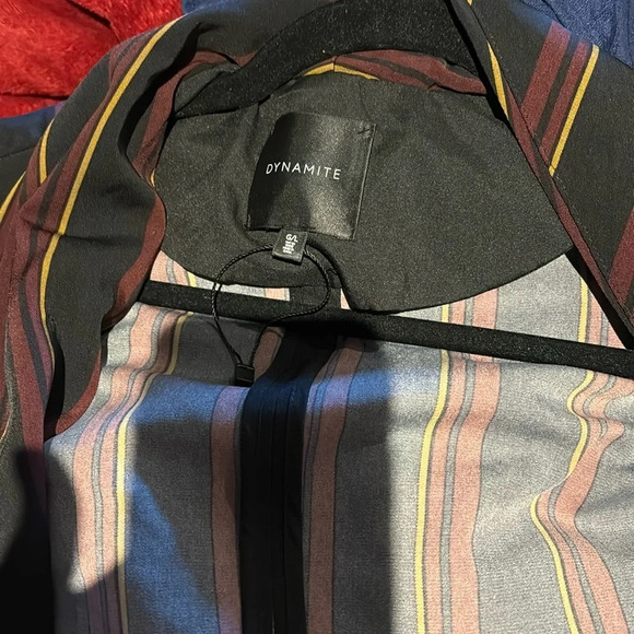 Dynamite Lined Open Front striped 3/4 Sleeves Blazer Sz L - Picture 4 of 12